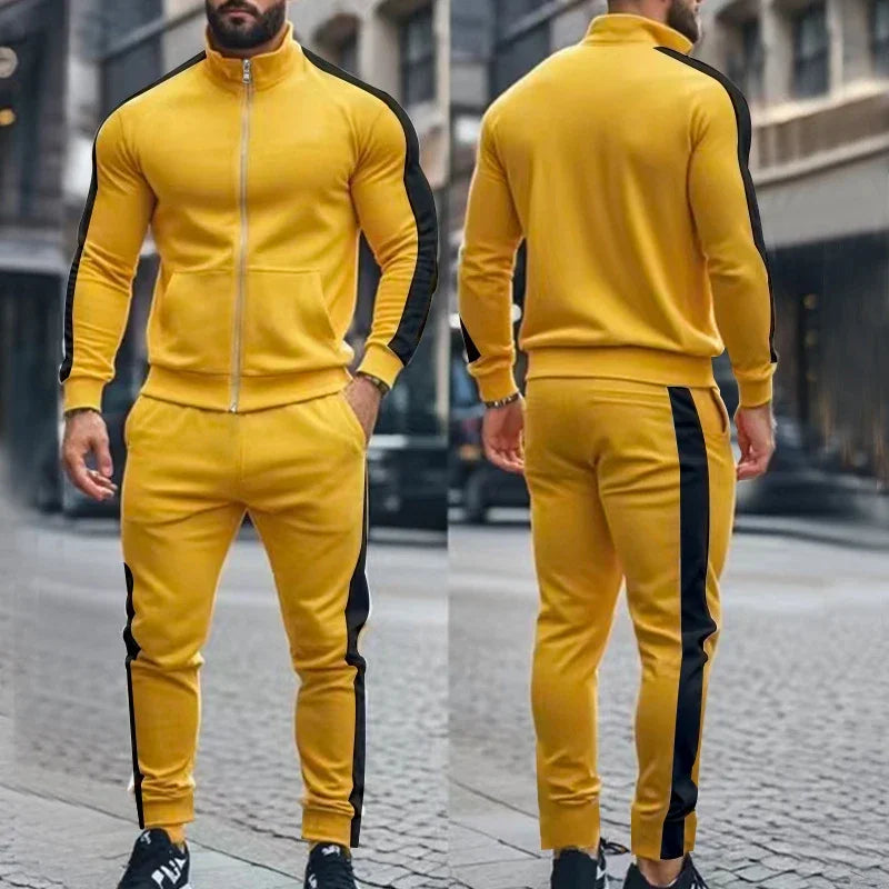 Casual Tracksuits Mens Autumn Fashion Side Striped Jackets And Pants Two Piece Sets For Men Sports Fitness Sweatsuits Streetwear