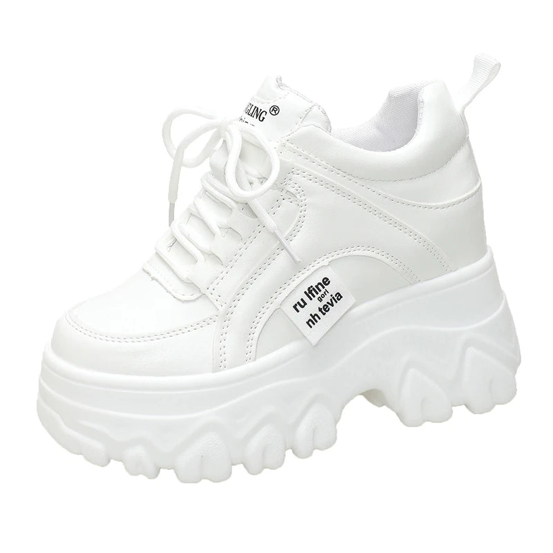 11CM Autumn Breathable Chunky White Sneakers Women Spring Outdoor anti-slip Platform Sandals Woman Height Increased Casual Shoe
