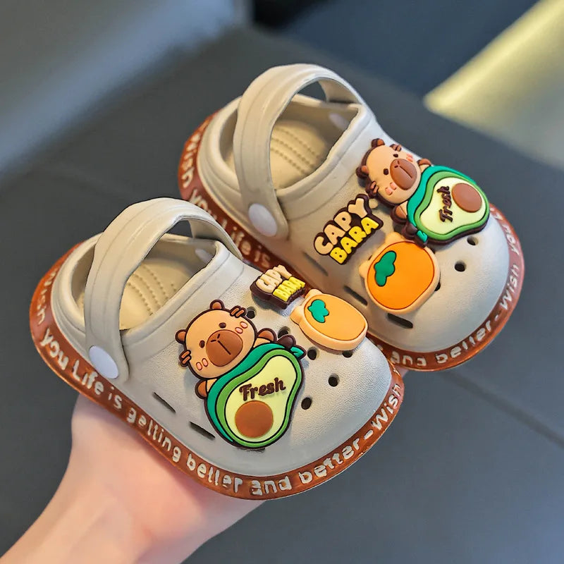Children's Sandals DIY Female Cartoon Cute Dinosaur Home Soft Sole Indoor Small Children Toddler Baotou Baby Slippers Man