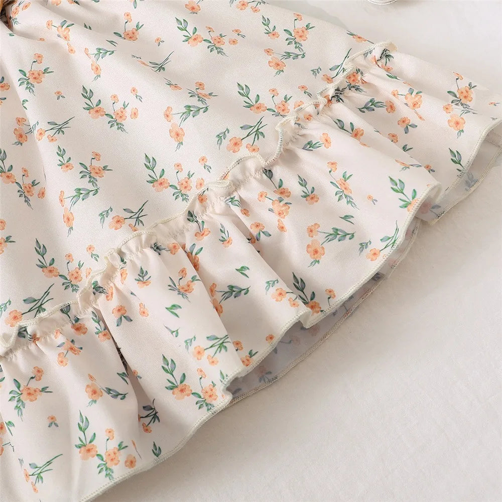 Kids Baby Girl Clothes Set Retro Off-Shoulder Top+ Flowers Skirt Summer Cute Sense Of Design Suit For Child Girl 1-6 Years