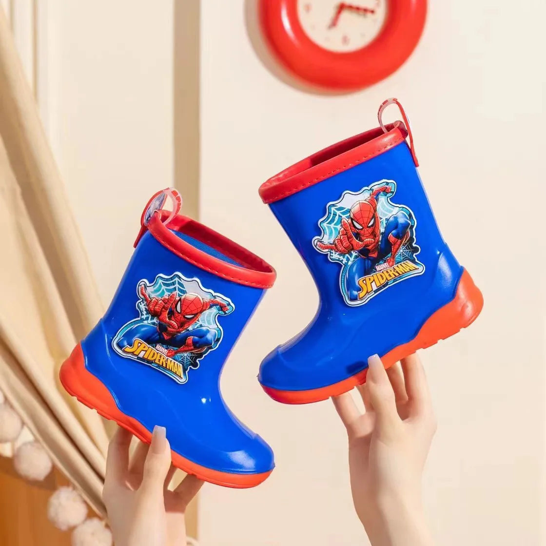 Дитячі мультфільми Disney Frozen Модні гумові чоботи Студентські гумові чоботи Людина-павук Модне взуття Нековзне коротке взуття