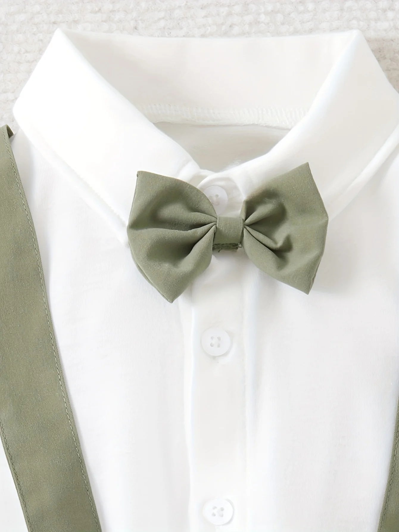 Boys Summer Set Bow Short sleeved Shirt and Strap Shorts Party Birthday Performance Gentleman Dress Set