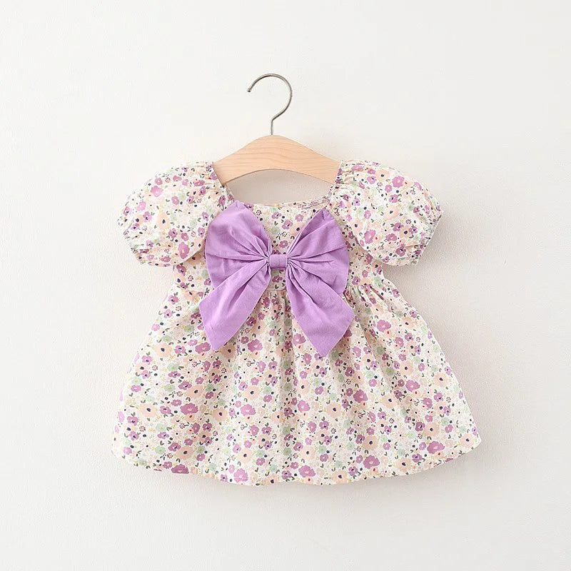 Summer girl baby's clothes 1 year baby's birthday princess dress costume for toddler girl baby's clothing bow floral dress