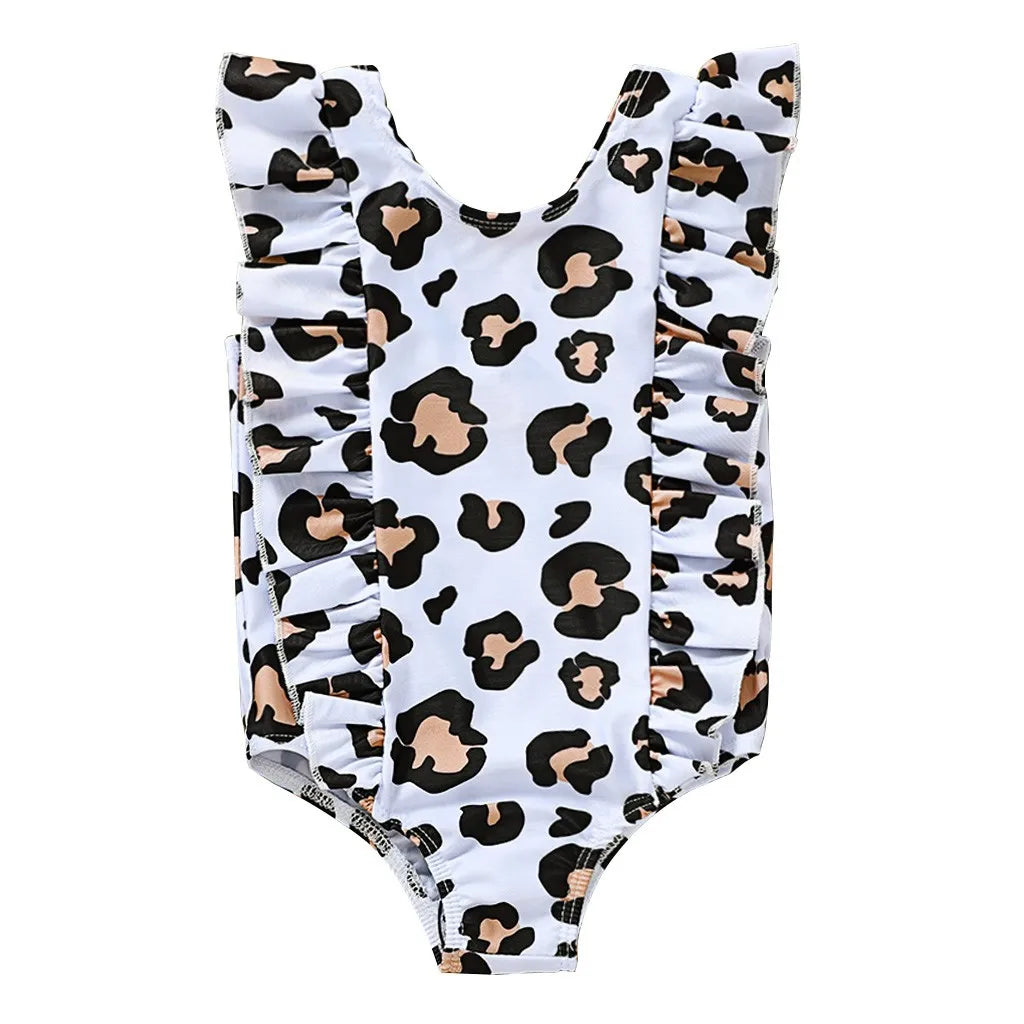 Kids Baby Summer Girl Ruffle Print Bikini Swimwear Swimsuit Bathing Beach Beach Wear Sleeveless Print Ruffles Bikini Dropship
