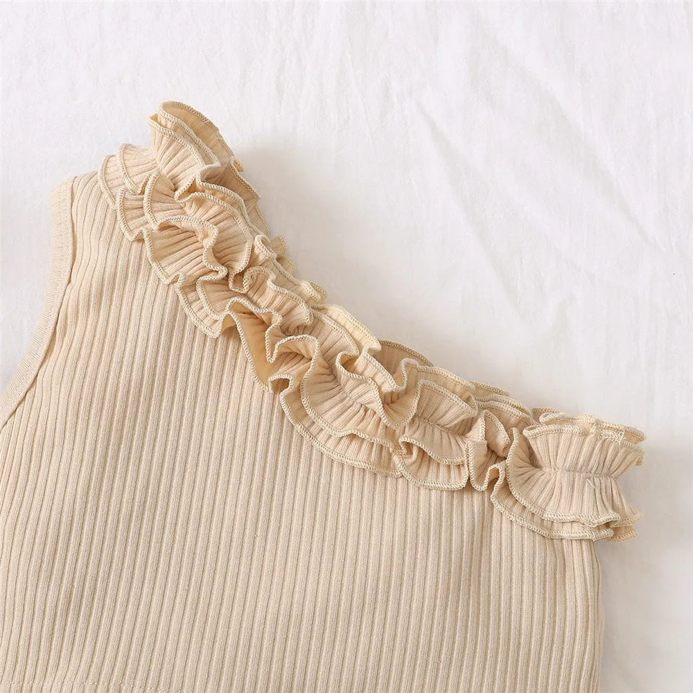 Kids Baby Girl Clothes Set Retro Off-Shoulder Top+ Flowers Skirt Summer Cute Sense Of Design Suit For Child Girl 1-6 Years