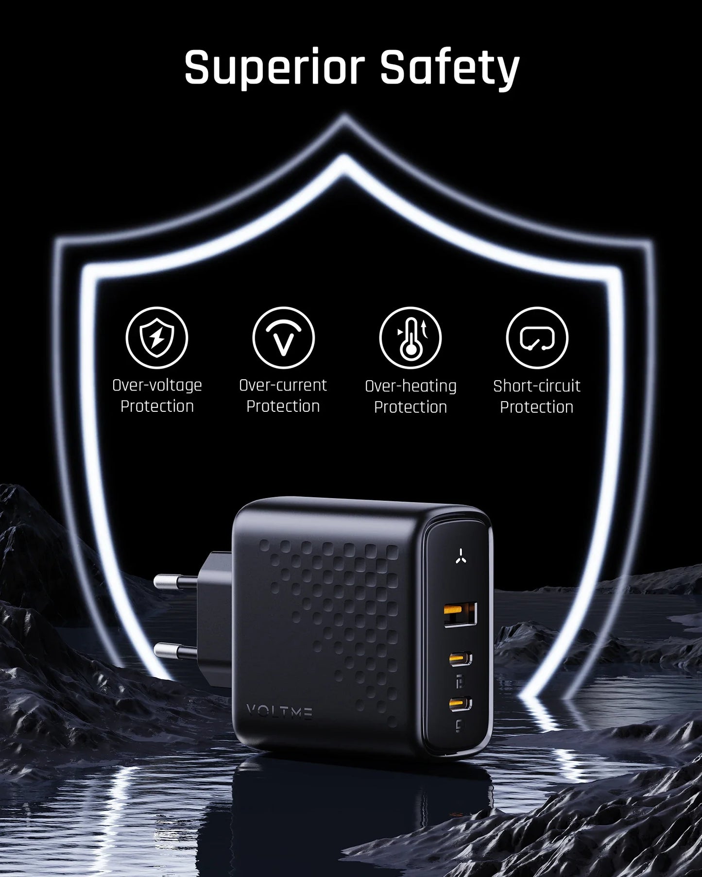 Зарядний пристрій VOLTME 100W GaN для Macbook, планшета, USB Type C, швидка зарядка для iPhone 15 14 13 12, Quick Charge 4.0 3.0
