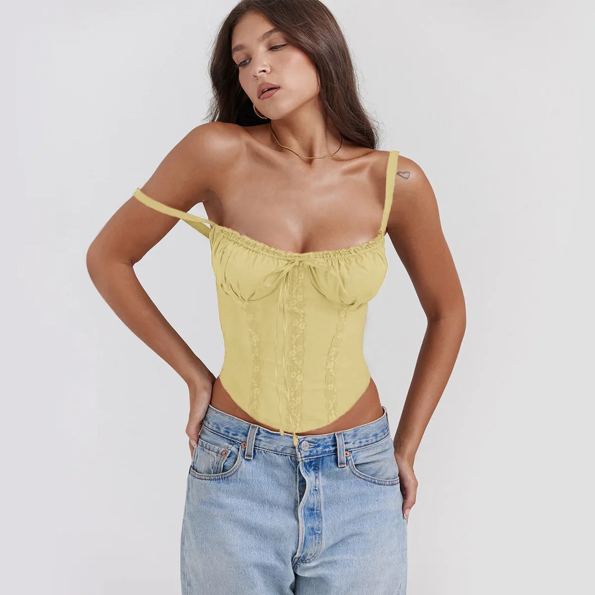 Sexy Lace Floral Corset Short Dress Women's Slip White Yellow Casual Bandage Dresses Female Clothing Party Birthday Summer 2025