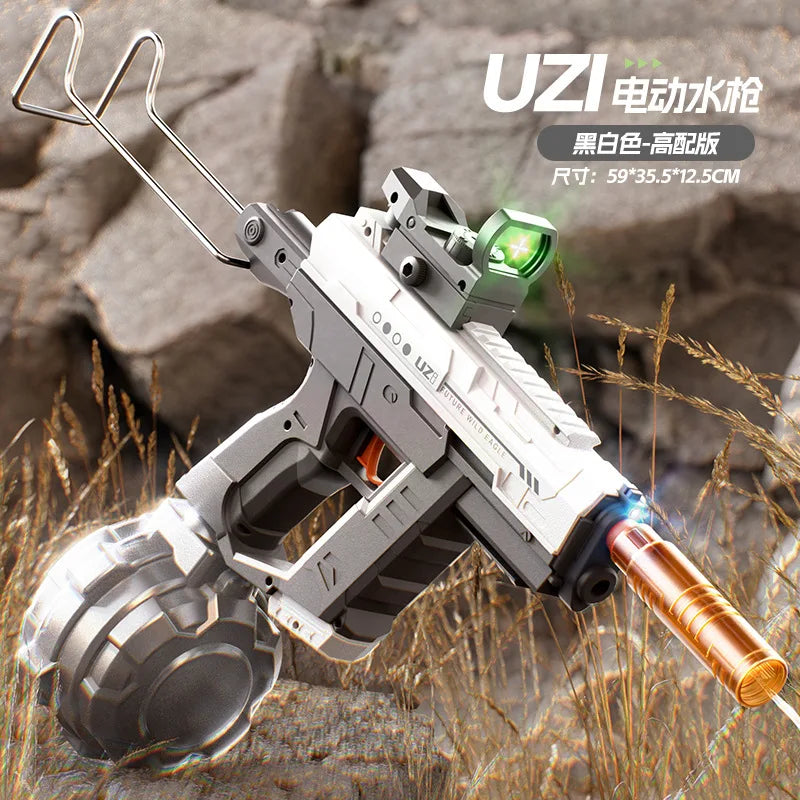 Fullyautomatic Electric Water Gun Shoot Toys UZI Three Function Dual Mode Automatic water A Water Gun With A Scope And Stock