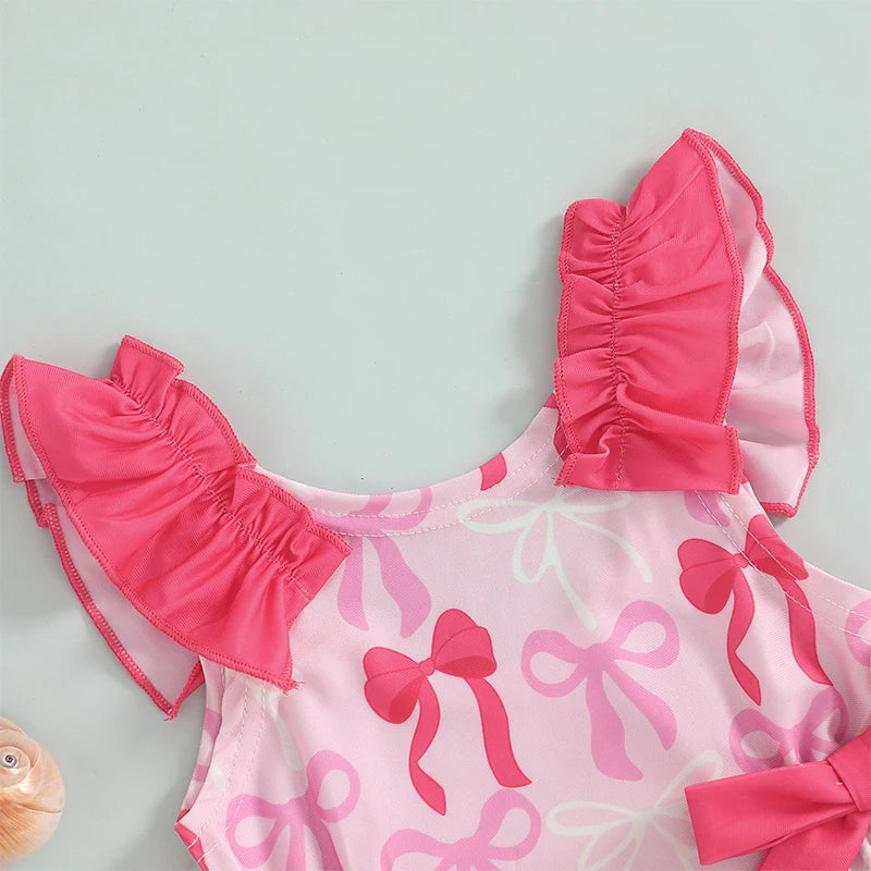 Toddler Infant Baby Girl Summer Tank Swimsuit Shell Print Romper Sleeveless U-Neck Bathing Suit Ruffled Beachwear