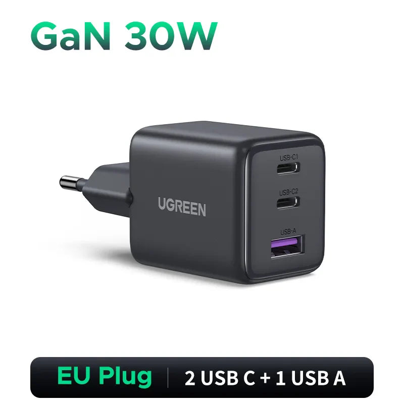 UGREEN 30W GaN Charger PD 3.0 QC4.0 USB C Charger For iPhone 16 15 14 Pro Samsung S25 Xiaomi Tablet iPad Air Pro Phone Charger