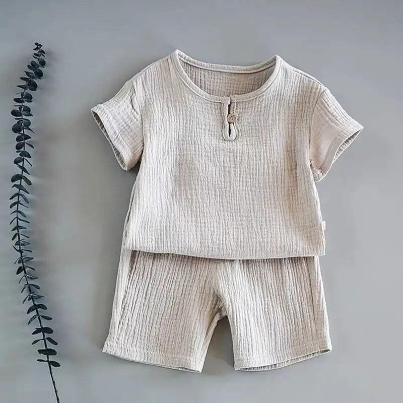 2 Pcs Boys Girls Clothing Sets 2021 Summer Baby Girls Clothes Cotton And Linen Retro Kids Children Clothes Suits 12M-8 Yrs