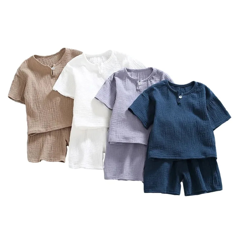 2 Pcs Boys Girls Clothing Sets 2021 Summer Baby Girls Clothes Cotton And Linen Retro Kids Children Clothes Suits 12M-8 Yrs