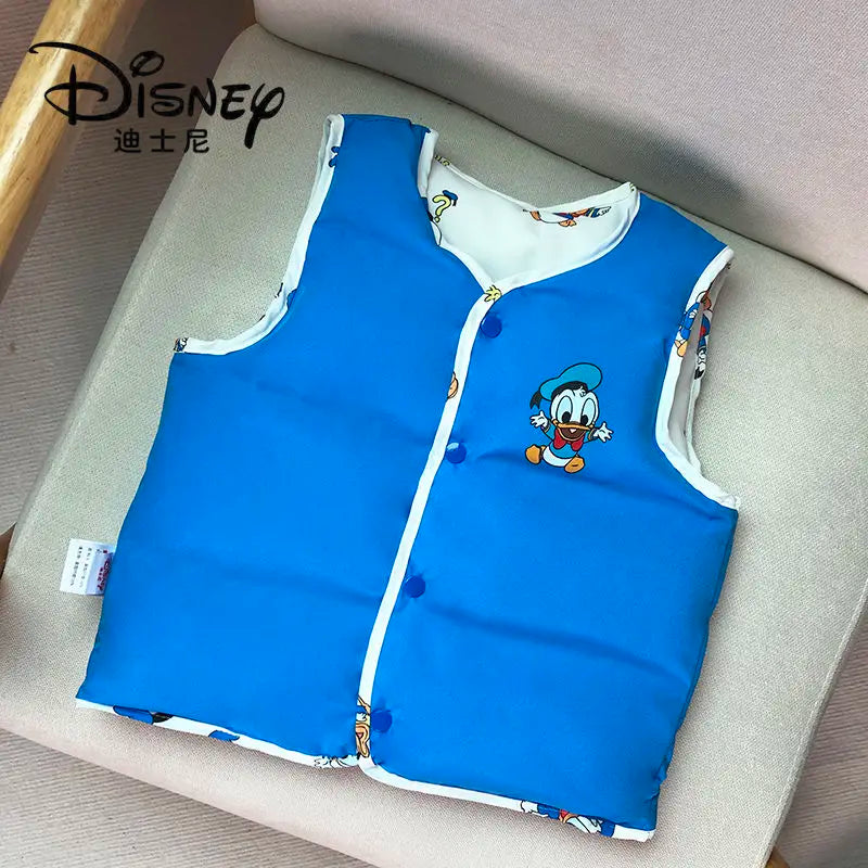 Дитячі мультяшні жилети Disney Міккі Маус Мінні, теплі пальто з пуховими рукавами
