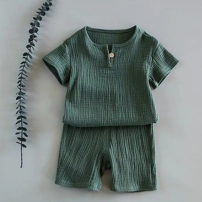 2 Pcs Boys Girls Clothing Sets 2021 Summer Baby Girls Clothes Cotton And Linen Retro Kids Children Clothes Suits 12M-8 Yrs