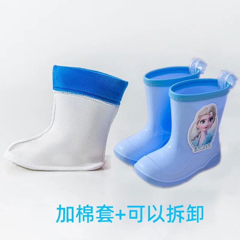 Дитячі мультфільми Disney Frozen Модні гумові чоботи Студентські гумові чоботи Людина-павук Модне взуття Нековзне коротке взуття