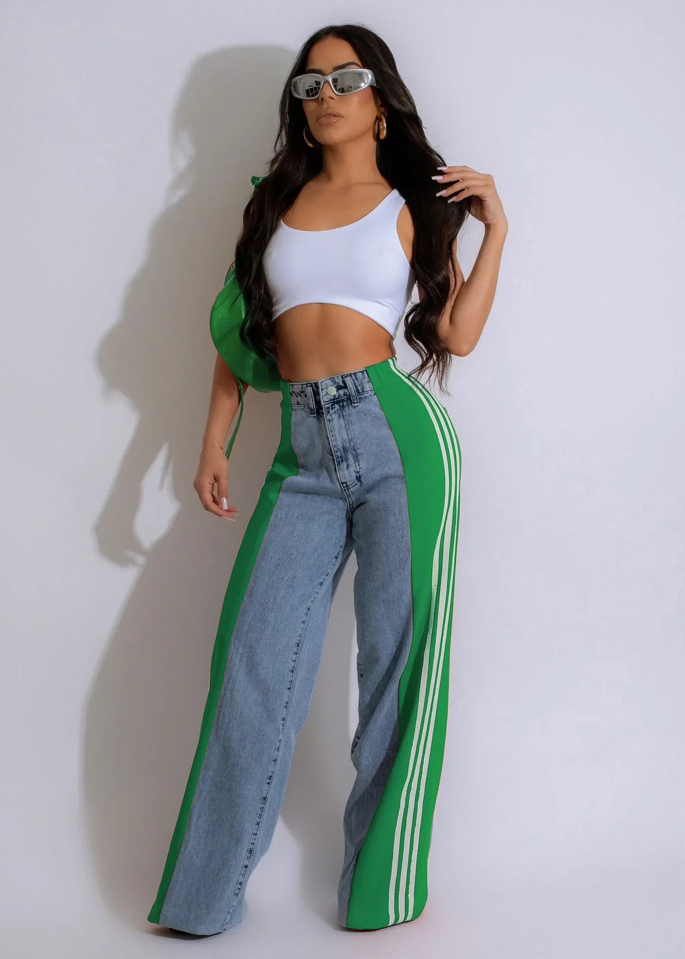 Wide Leg Jeans Cargo Pants Sexy Women High Waist Elegant Streetwear Denim Casual Straight Trousers