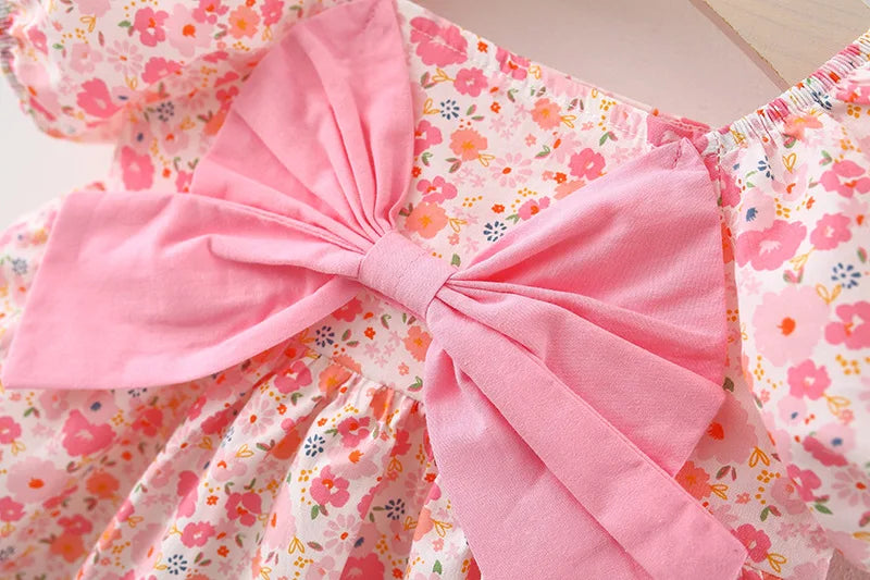 Summer girl baby's clothes 1 year baby's birthday princess dress costume for toddler girl baby's clothing bow floral dress
