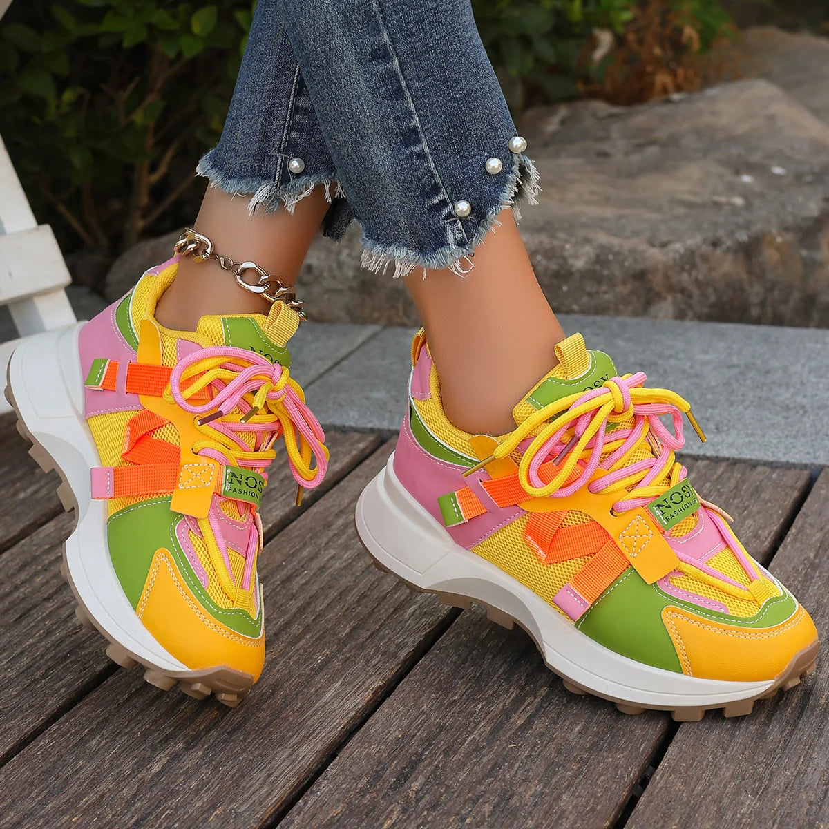 New Women Sneakers Mesh Breathable Platform Sneakers Women Casual Lace Up Outdoor Women Shoes Low Top Sneakers Zapatos De Mujer