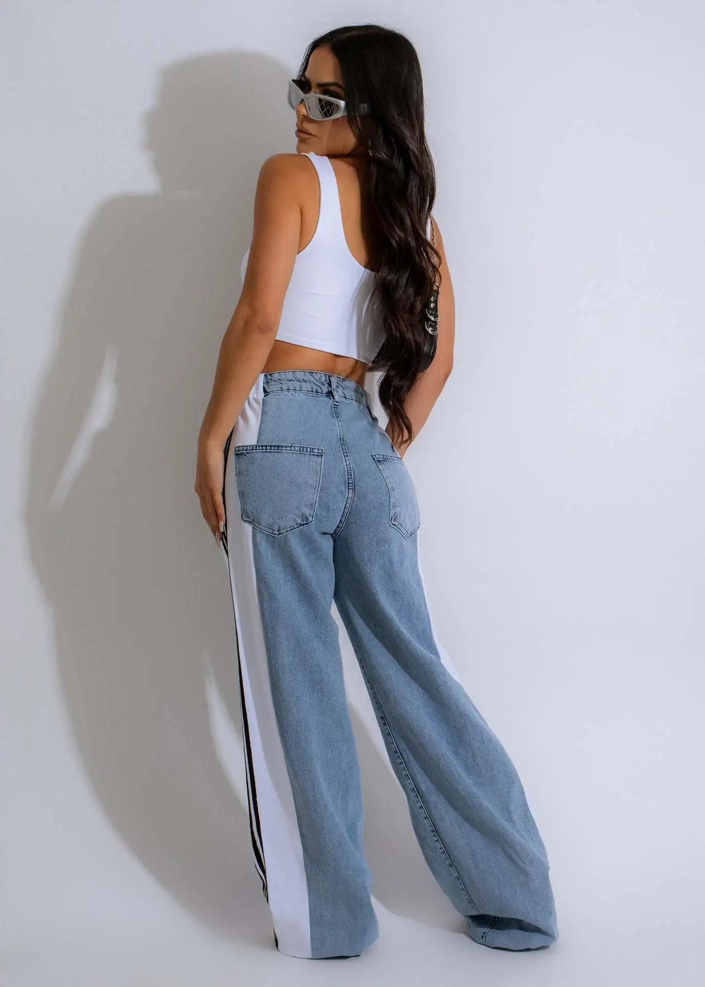Wide Leg Jeans Cargo Pants Sexy Women High Waist Elegant Streetwear Denim Casual Straight Trousers