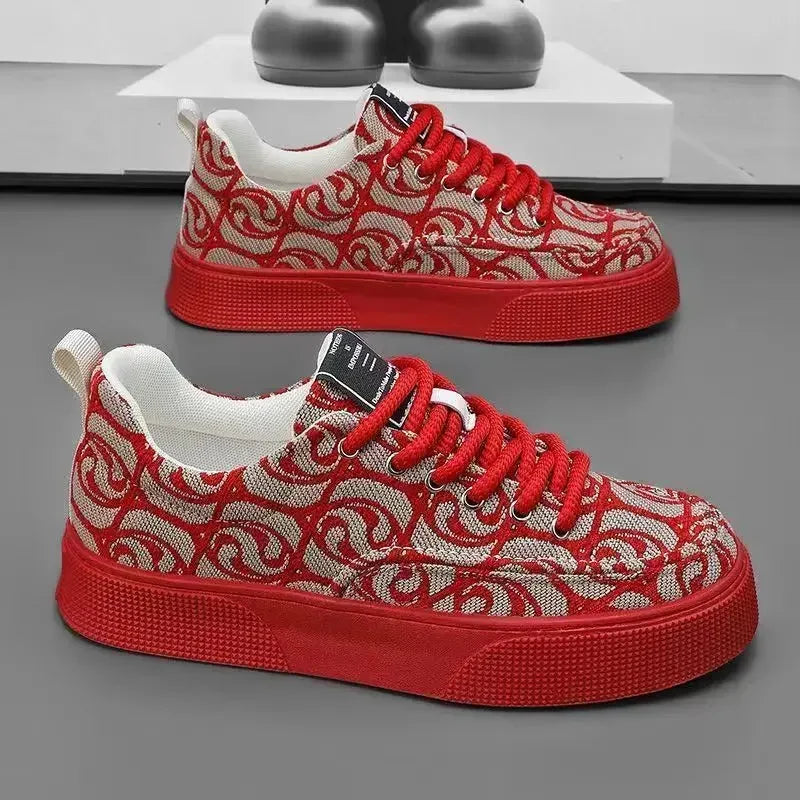 Men's Graffiti Prints Canvas Sneakers 2024 Spring Autumn Breathable Fashion Vulcanize Shoes Outdoor Lace Up Men Casual Shoes