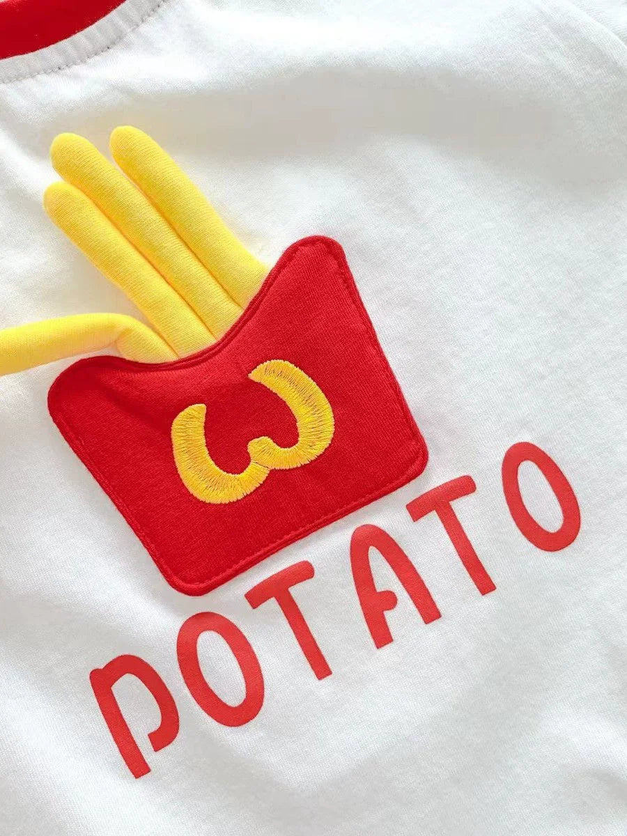 Baby Onesie Infant Clothes Girls Boys One Piece with Sock 3D French Fries Cute Jumpsuit 100% Cotton Newborn Baby Cosplay Clothes