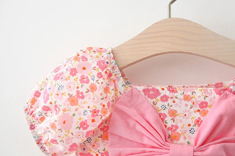 Summer girl baby's clothes 1 year baby's birthday princess dress costume for toddler girl baby's clothing bow floral dress