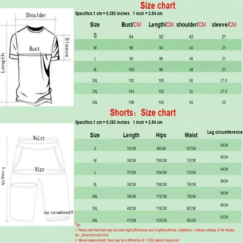 2025 Men's Fashion T-shirt Shorts Set Fun Printed Sportswear Two Piece Set Summer Oversized Men's Casual Hip Hop Street Wear M-3