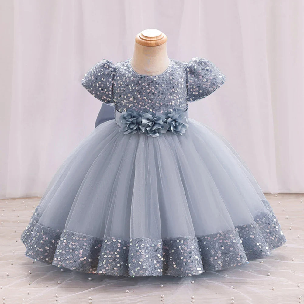 Toddler Girls 1st Birthday Clothes Bow Cute Baby Baptism Gown Kids Wedding Party Elegant Princess Vestidos Christmas Costume