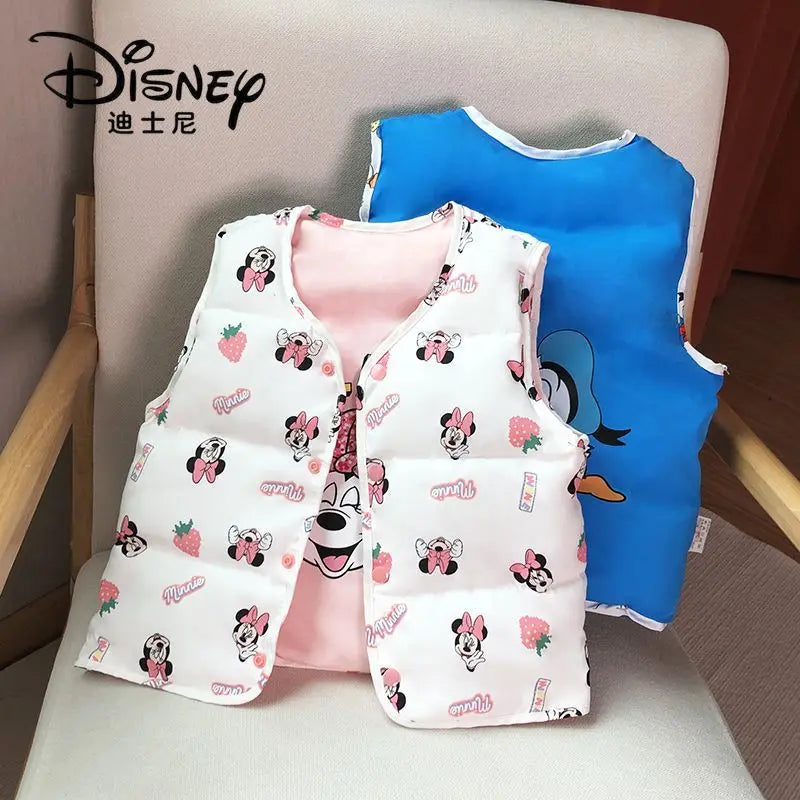 Дитячі мультяшні жилети Disney Міккі Маус Мінні, теплі пальто з пуховими рукавами