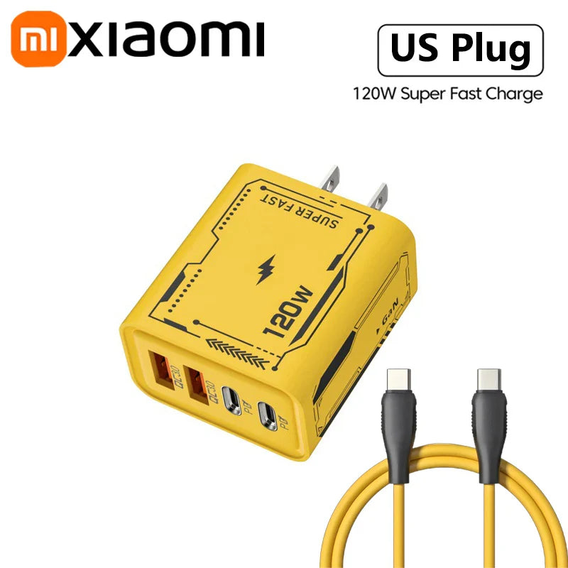 Xiaomi 120W 4-портовий ультра швидкий зарядний пристрій Type-C GaN USB-C QC 3.0 Super Charge Mech-Wind адаптер для iPhone Samsung