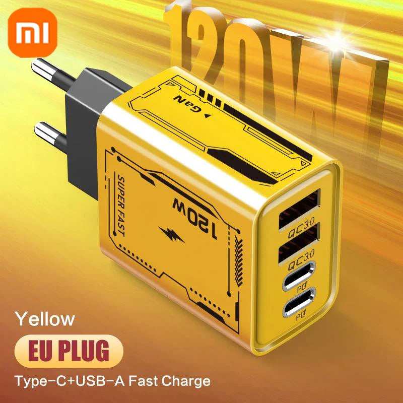 Xiaomi 120W 4-портовий ультра швидкий зарядний пристрій Type-C GaN USB-C QC 3.0 Super Charge Mech-Wind адаптер для iPhone Samsung