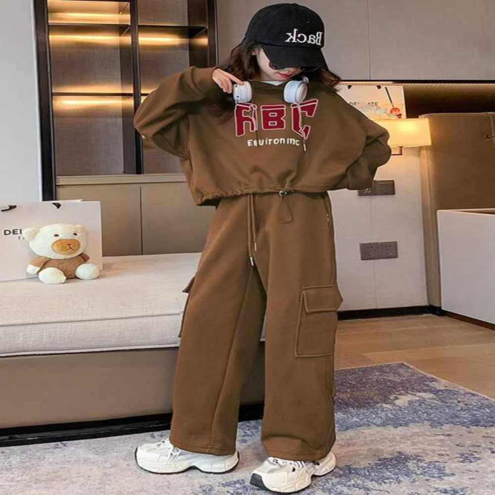Junior high school students fashionable hoodie set for women in spring and autumn 2025 new styles for big children girls and girls cool and handsome clothes for spring image 4