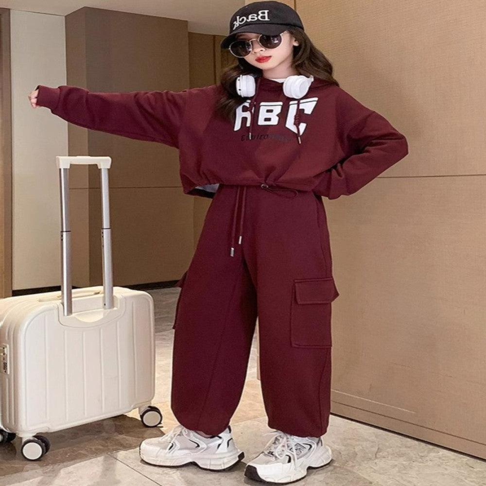 Junior high school students fashionable hoodie set for women in spring and autumn 2025 new styles for big children girls and girls cool and handsome clothes for spring image 5