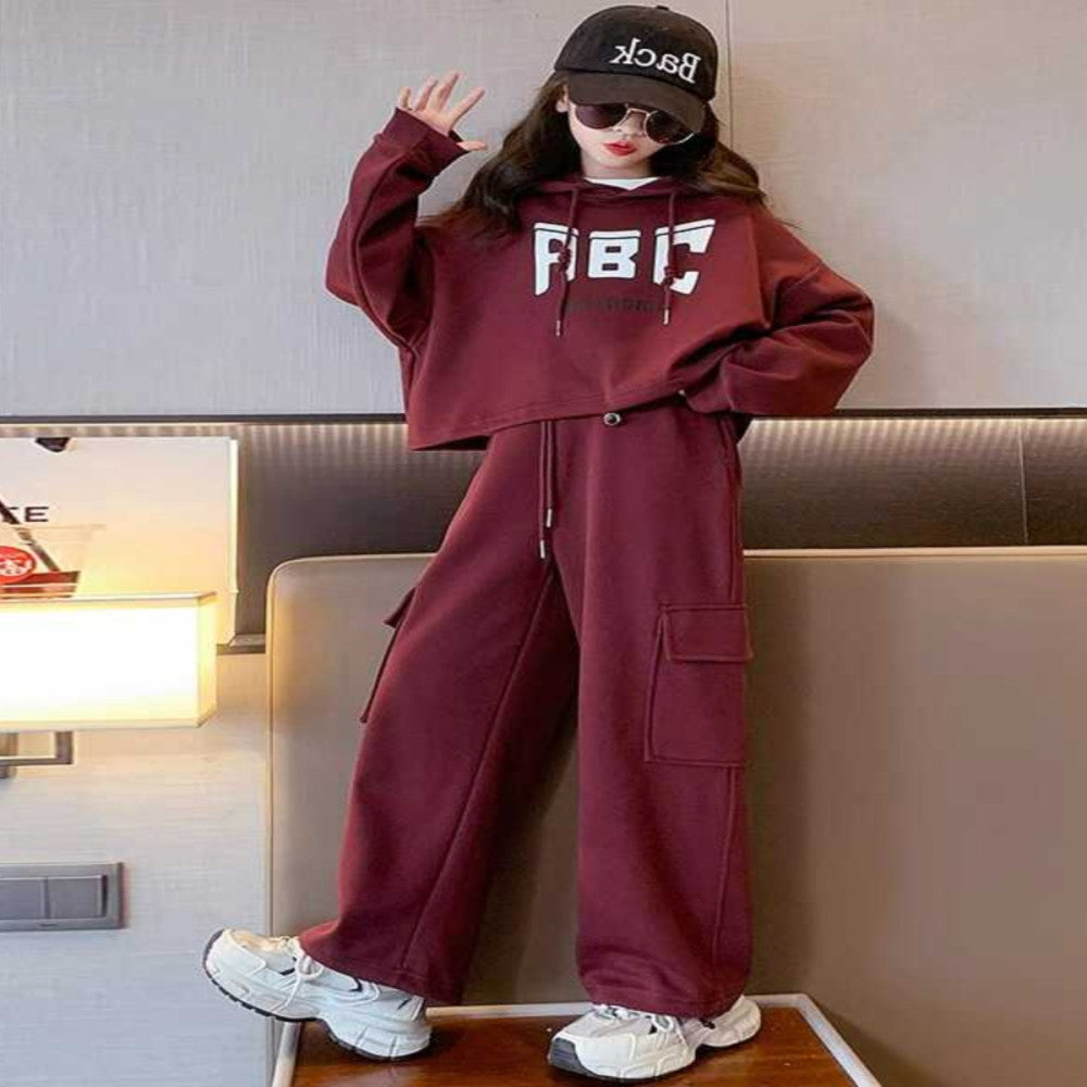 Junior high school students fashionable hoodie set for women in spring and autumn 2025 new styles for big children girls and girls cool and handsome clothes for spring image 0