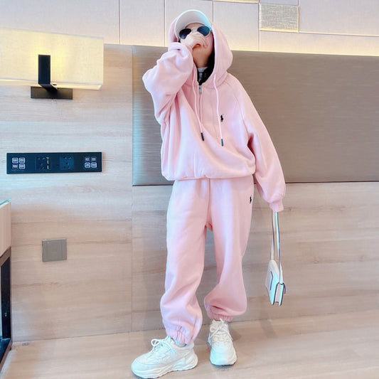 Girls autumn outfit 05 new style children s western style hoodie girls casual sports two piece set for spring and autumn trendy
