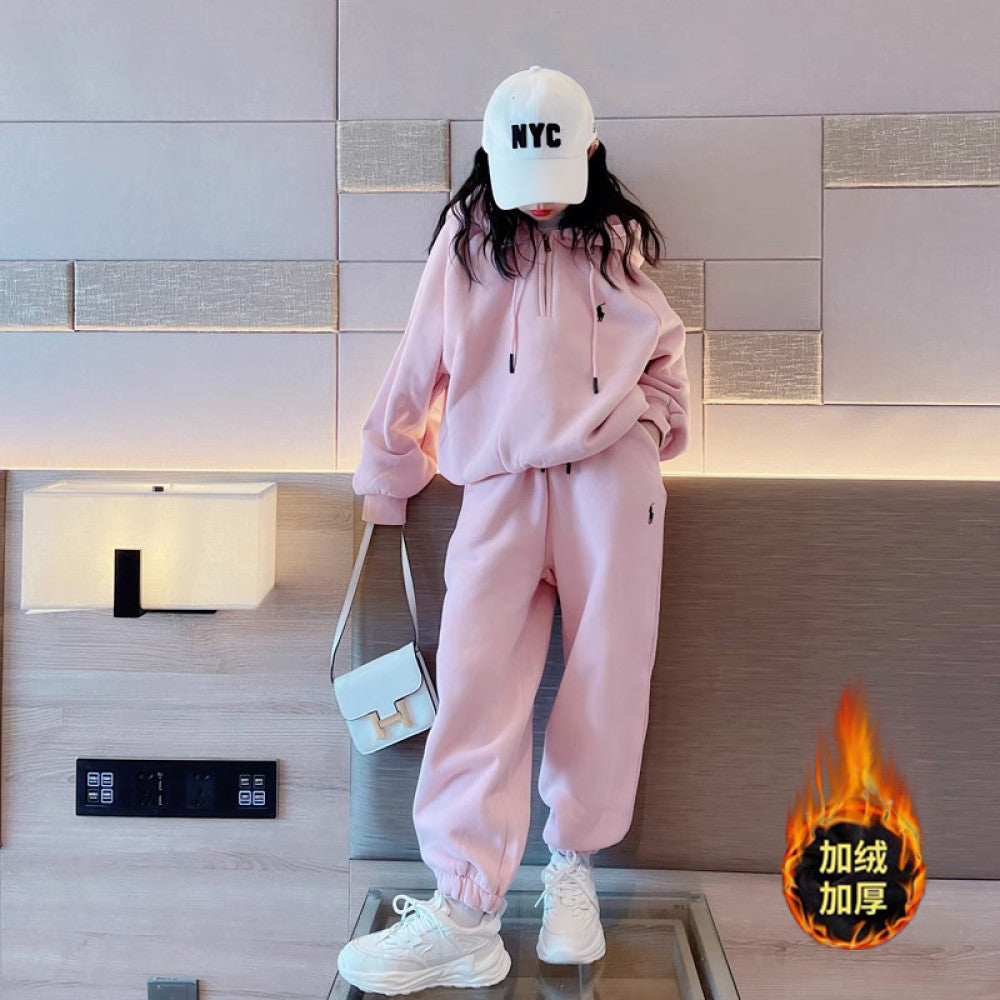 Girls autumn outfit 05 new style children s western style hoodie girls casual sports two piece set for spring and autumn trendy image 42