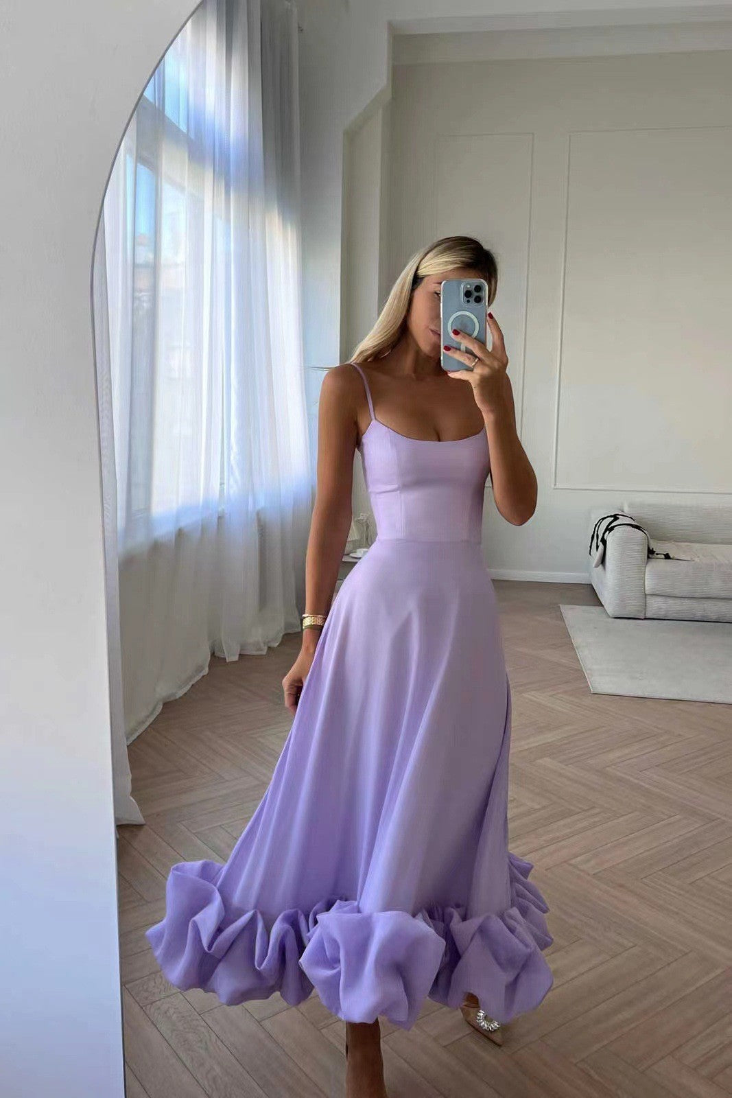 Women's Elegant Party Dress Summer European and American Strap Top D Flower A-line Skirt for Women