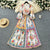 French court style dress for women with sweet lace V-neck buttoned slim fit long design printed dress