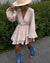 Lantern Sleeves Solid Dark V Dress