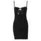 European and American sexy spicy girl's chest lace patchwork strap suspender dress, high waist slim fit, slimming and hip hugging short skirt