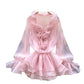 Fairy dress 2025 new atmosphere V-neck three-dimensional flower lace up waist cinched ruffle edge chiffon dress for women