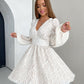 Hollow Jacquard Lantern Sleeve Dress