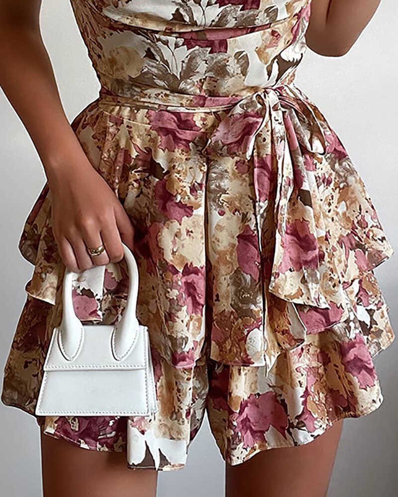 Colorful Printed Jumpsuit with Belt
