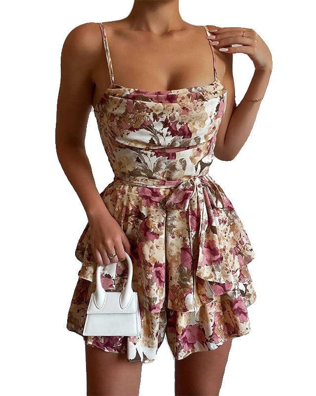 Colorful Printed Jumpsuit with Belt