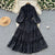 French retro palace style hollow hook lace splicing stand collar single breasted waist fashionable swing dress for women