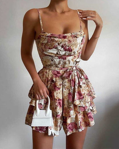 Colorful Printed Jumpsuit with Belt