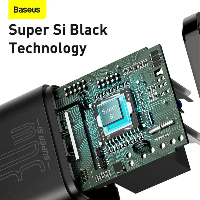 Адаптер зарядного пристрою Baseus Super Si 30W USB C для iPhone 14 13 12 Pro Max iPad Type C QC 3.0 PD швидка зарядка для Xiaomi Quick Charger