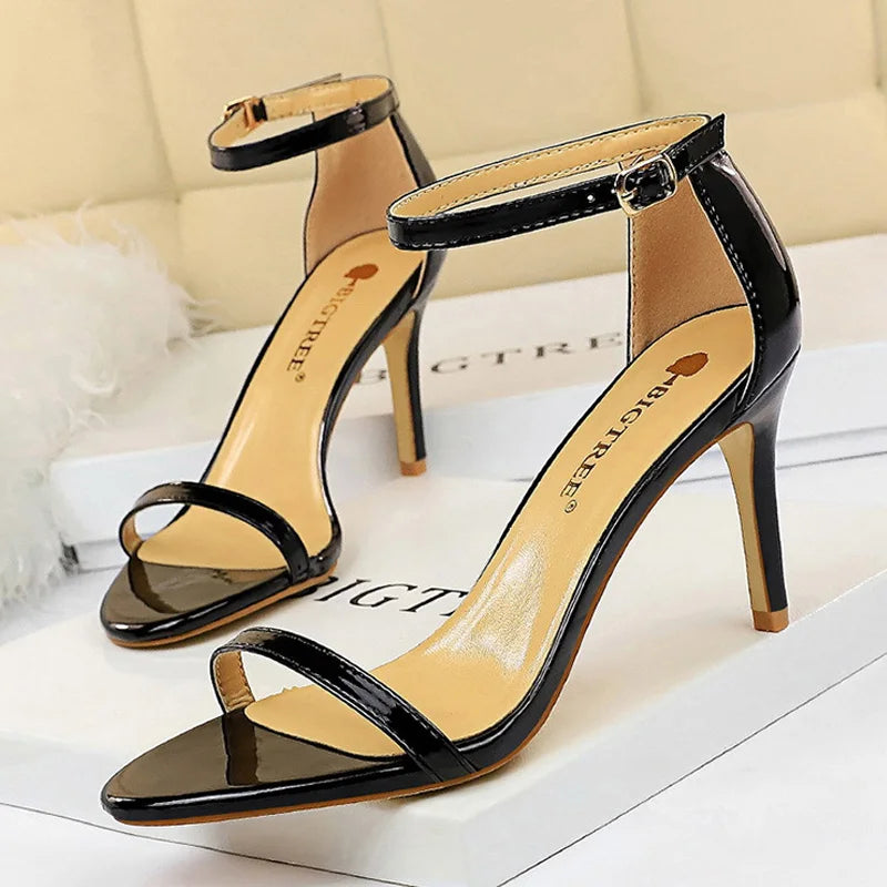 BIGTREE Shoes Super High Heels 11cm Women Shoes Patent Leather Woman Pumps Sexy Women Heels Stiletto Open Toe Ladies Shoes 2025