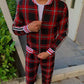 Men' 3D Plaid Sports Gentlemen Sets  Jacket Men Set Tracksuit Street Fashi Trend Fashion Stand-up Collar Zipper Sportswear Suit