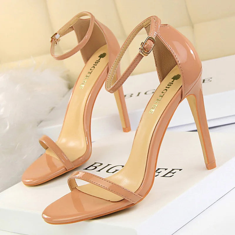 BIGTREE Shoes Super High Heels 11cm Women Shoes Patent Leather Woman Pumps Sexy Women Heels Stiletto Open Toe Ladies Shoes 2025